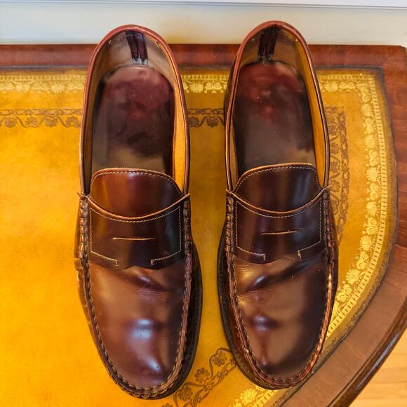 Bloomingdales Mens Store Brown Leather made in Italy Vibram Penny Loafers Sz 9.5 main image 5